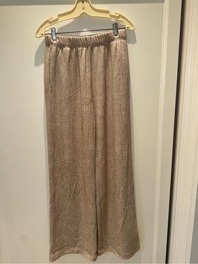 White Fox Wide Leg Knit Pants in Taupe